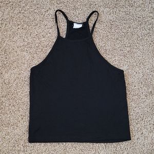 Black halter neck crop top